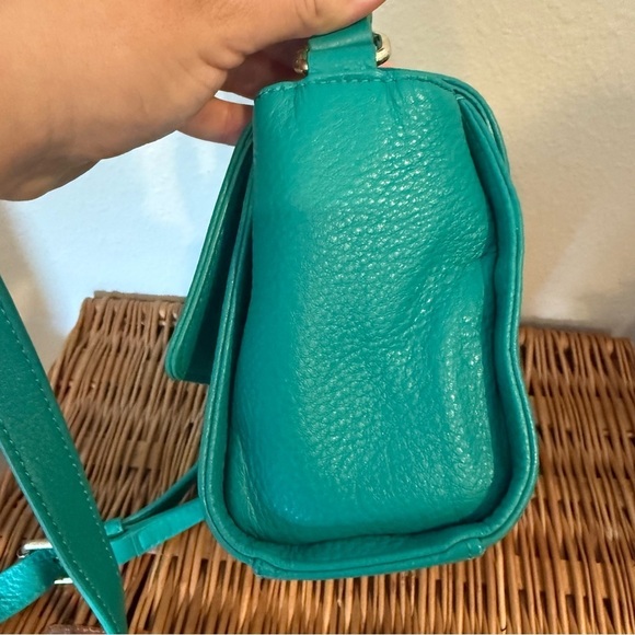 Talbots Green Pebble Leather Crossbody Handbag Purse Anchor Coastal Colorful - Picture 6 of 13